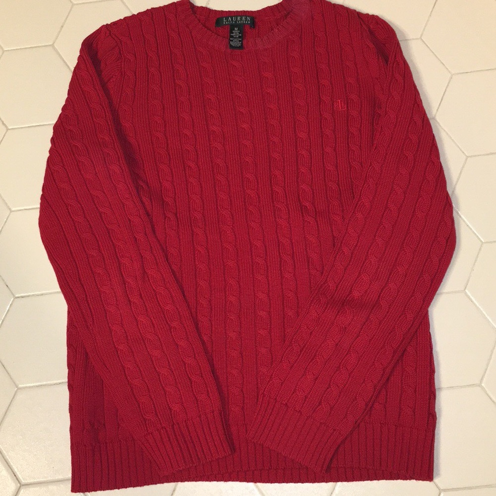 Lauren by Ralph Lauren Red Cableknit Sweater
